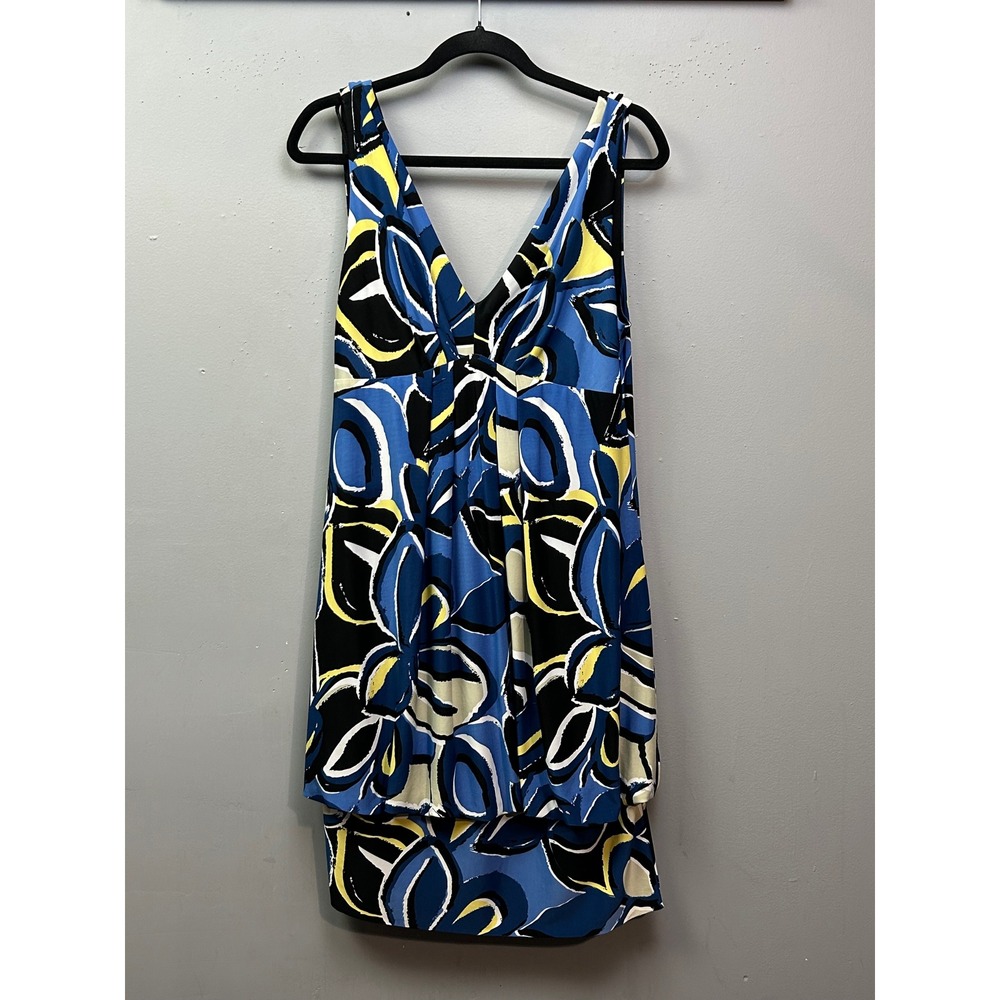 Studio AA Blue Floral Sleeveless Dress Womens 12  Layered Sheath‎ Party Cocktail